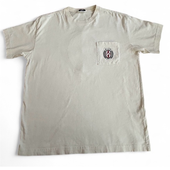 Kith K Shield Pocket Tee Men’s Small Sandrift Color Puff Print Front & Back RARE - Picture 3 of 9